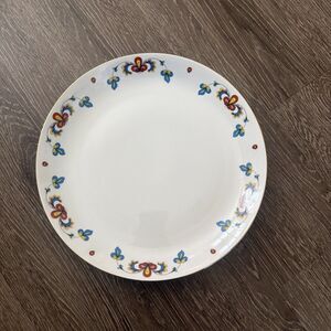 Porsgrund Framer’s Rose 12.5 “ Dinner Plate – Rose Pattern – Gold Trim – Norway